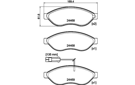 Jeu de plaquettes de frein, frein à disque 8DB 355 044-451 Hella