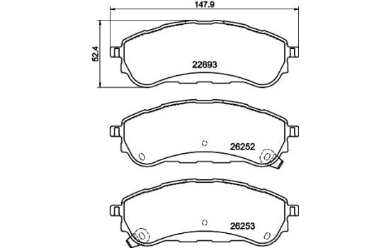 JEU DE PLAQUETTES DE FREIN, FREIN À DISQUE 8DB 8DB 355 040-751 Hella