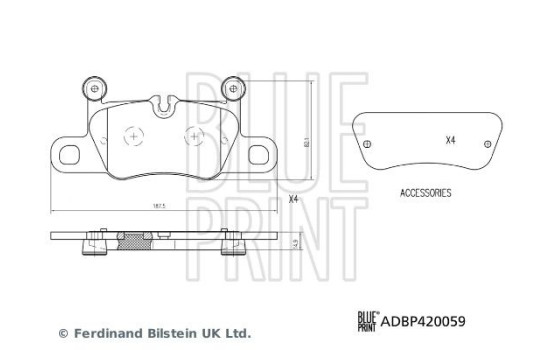 Jeu de plaquettes de frein, frein à disque ADBP420059 Blue Print, Image 2