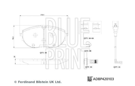 Jeu de plaquettes de frein, frein à disque ADBP420103 Blue Print, Image 2
