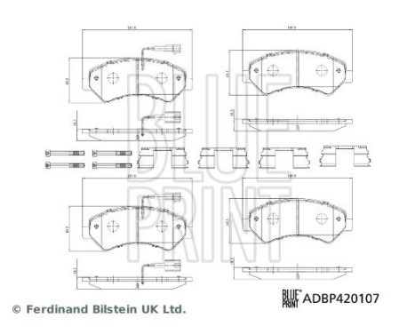 Jeu de plaquettes de frein, frein à disque ADBP420107 Blue Print