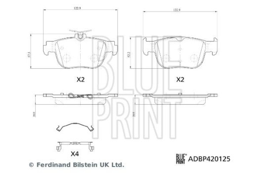 Jeu de plaquettes de frein, frein à disque ADBP420125 Blue Print