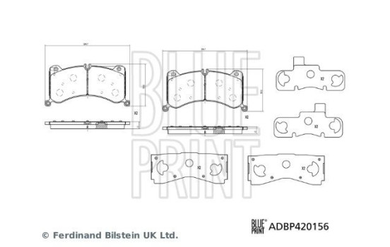 Jeu de plaquettes de frein, frein à disque ADBP420156 Blue Print