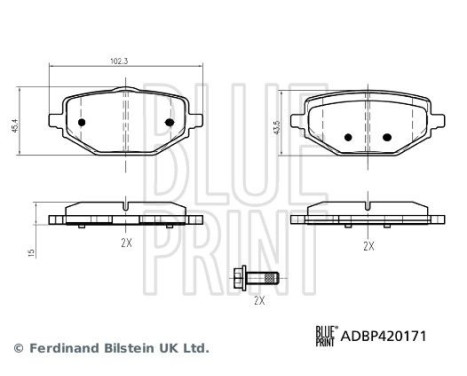 Jeu de plaquettes de frein, frein à disque ADBP420171 Blue Print