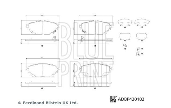 Jeu de plaquettes de frein, frein à disque ADBP420182 Blue Print