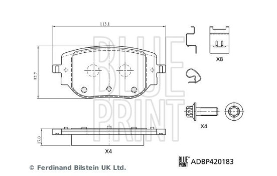 Jeu de plaquettes de frein, frein à disque ADBP420183 Blue Print