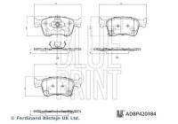 Jeu de plaquettes de frein, frein à disque ADBP420184 Blue Print