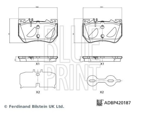 Jeu de plaquettes de frein, frein à disque ADBP420187 Blue Print