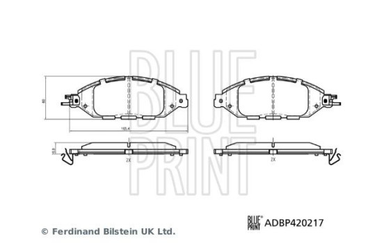 Jeu de plaquettes de frein, frein à disque ADBP420217 Blue Print