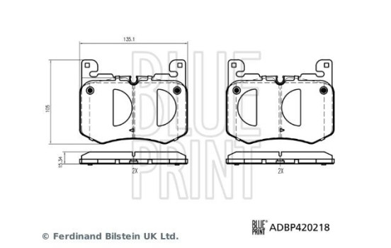 Jeu de plaquettes de frein, frein à disque ADBP420218 Blue Print