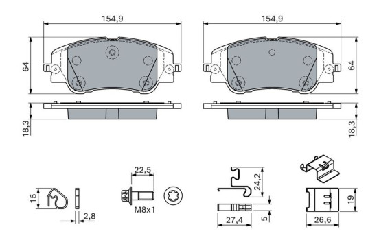 Jeu de plaquettes de frein, frein à disque BP2989 Bosch, Image 5