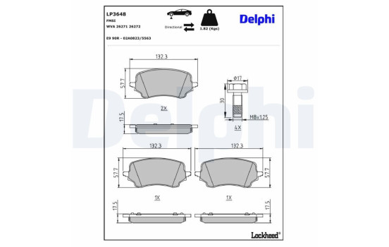 Jeu de plaquettes de frein, frein à disque LP3648 Delphi, Image 3