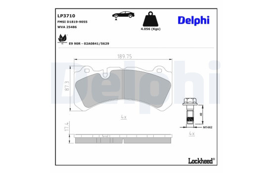 Jeu de plaquettes de frein, frein à disque LP3710 Delphi