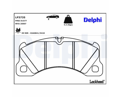 Jeu de plaquettes de frein, frein à disque LP3735 Delphi