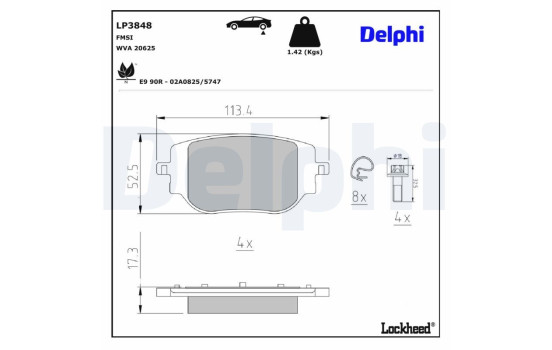 Jeu de plaquettes de frein, frein à disque LP3848 Delphi, Image 3
