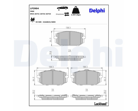 Jeu de plaquettes de frein, frein à disque LP3904 Delphi