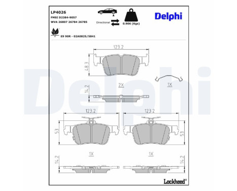 Jeu de plaquettes de frein, frein à disque LP4026 Delphi