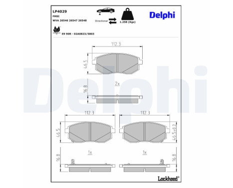 Jeu de plaquettes de frein, frein à disque LP4029 Delphi