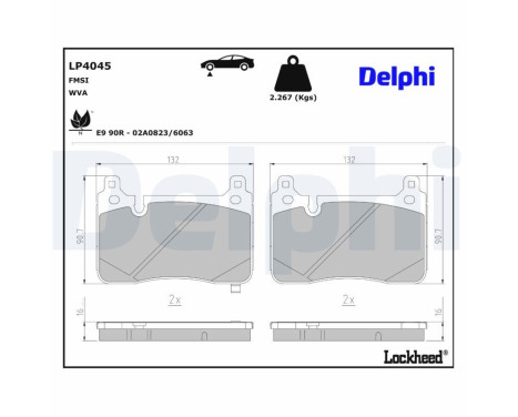 Jeu de plaquettes de frein, frein à disque LP4045 Delphi