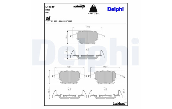 Jeu de plaquettes de frein, frein à disque LP4049 Delphi