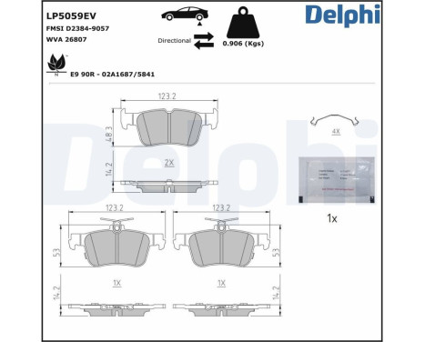 Jeu de plaquettes de frein, frein à disque LP5059EV Delphi, Image 3