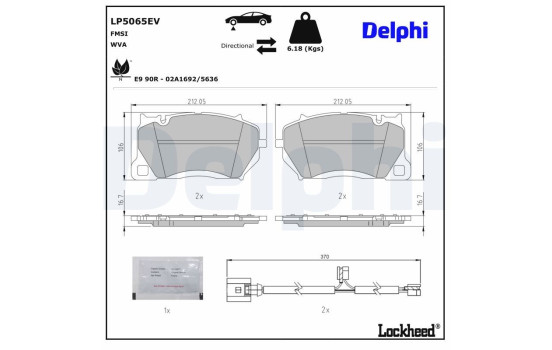Jeu de plaquettes de frein, frein à disque LP5065EV Delphi, Image 4