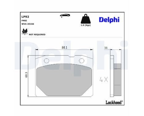 Jeu de plaquettes de frein, frein à disque LP92 Delphi