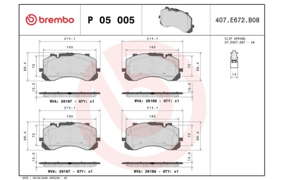 Jeu de plaquettes de frein, frein à disque P 05 005 Brembo, Image 4