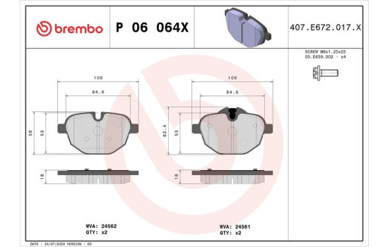 Jeu de plaquettes de frein, frein à disque P 06 064X Brembo, Image 4