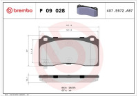 Jeu de plaquettes de frein, frein à disque P 09 028 Brembo