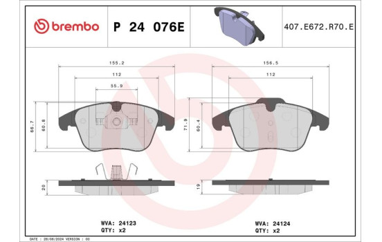 Jeu de plaquettes de frein, frein à disque P 24 076E Brembo, Image 4