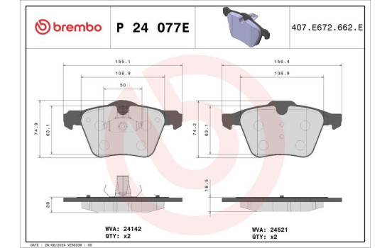 Jeu de plaquettes de frein, frein à disque P 24 077E Brembo, Image 4