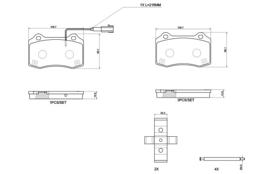 Jeu de plaquettes de frein, frein à disque P 48 006 Brembo