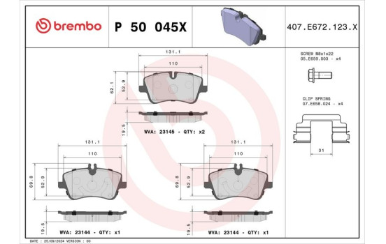 Jeu de plaquettes de frein, frein à disque P 50 045X Brembo, Image 4