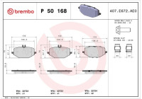 Jeu de plaquettes de frein, frein à disque P 50 168 Brembo