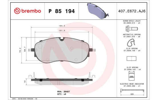 Jeu de plaquettes de frein, frein à disque P 85 194 Brembo, Image 3