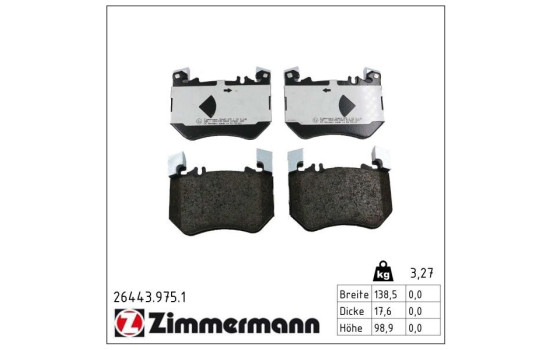 Jeu de plaquettes de frein, frein à disque rd:z 26443.975.1 Zimmermann
