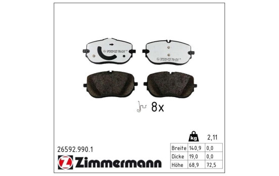 Jeu de plaquettes de frein, frein à disque rd:z 26592.990.1 Zimmermann