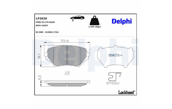 JEU DE PLAQUETTES DE FREIN LP2026 Delphi, Image 3