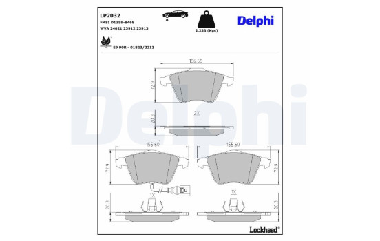 JEU DE PLAQUETTES DE FREIN LP2032 Delphi