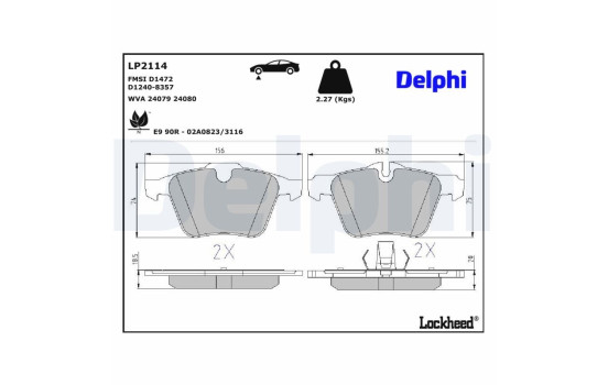 JEU DE PLAQUETTES DE FREIN LP2114 Delphi, Image 3