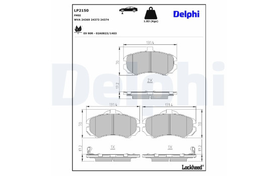 JEU DE PLAQUETTES DE FREIN LP2150 Delphi