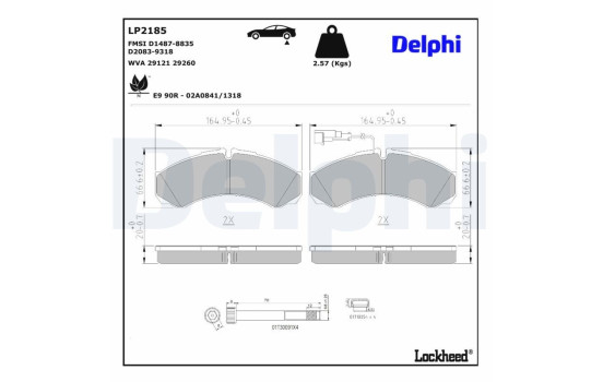 JEU DE PLAQUETTES DE FREIN LP2185 Delphi