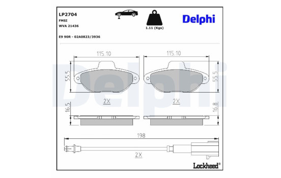 JEU DE PLAQUETTES DE FREIN LP2704 Delphi, Image 4
