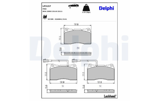 JEU DE PLAQUETTES DE FREIN LP3157 Delphi
