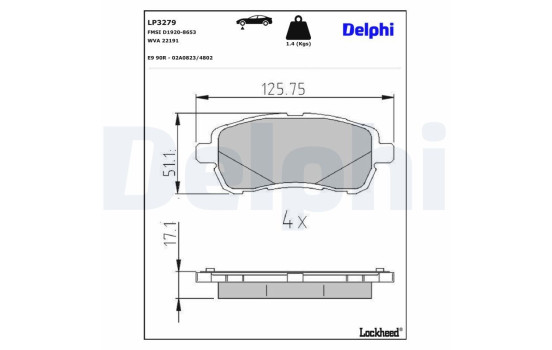 JEU DE PLAQUETTES DE FREIN LP3279 Delphi, Image 3