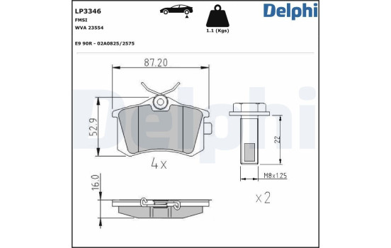 JEU DE PLAQUETTES DE FREIN LP3346 Delphi