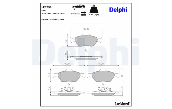 JEU DE PLAQUETTES DE FREIN LP3739 Delphi, Image 3