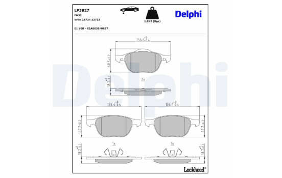 JEU DE PLAQUETTES DE FREIN LP3827 Delphi, Image 3