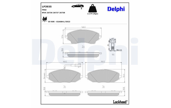 JEU DE PLAQUETTES DE FREIN LP3935 Delphi, Image 4
